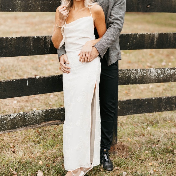 Meshki Women's XS Erika Burnout Velvet Ivory Dress - Picture 5 of 8